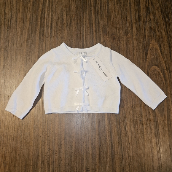 Janie and Jack - Girl's White Bow Cardigan,Sz 3-6 M New - Picture 1 of 4